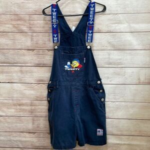 TWEETY BIRD OVERALL SHORTS IN NAVY BLUE‎